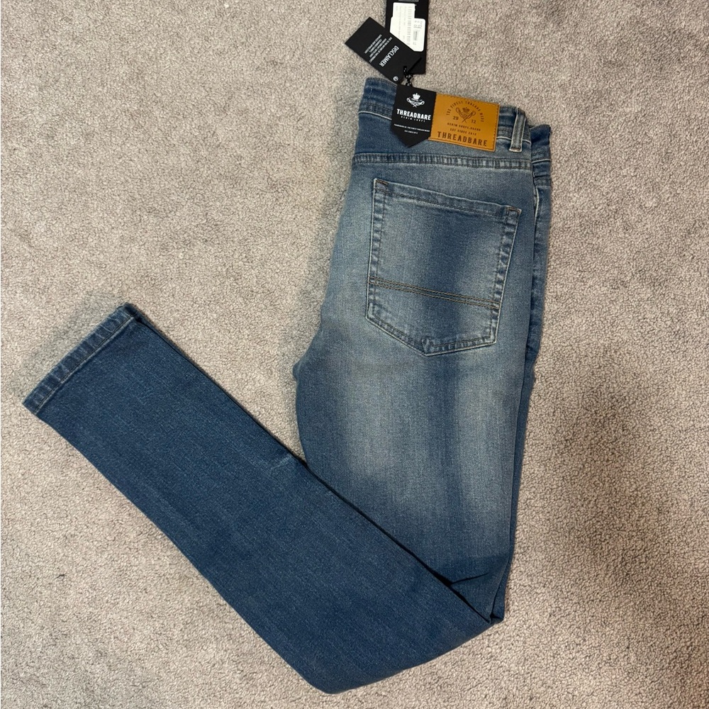 Slim Fit Blue Jeans with Distressed Look